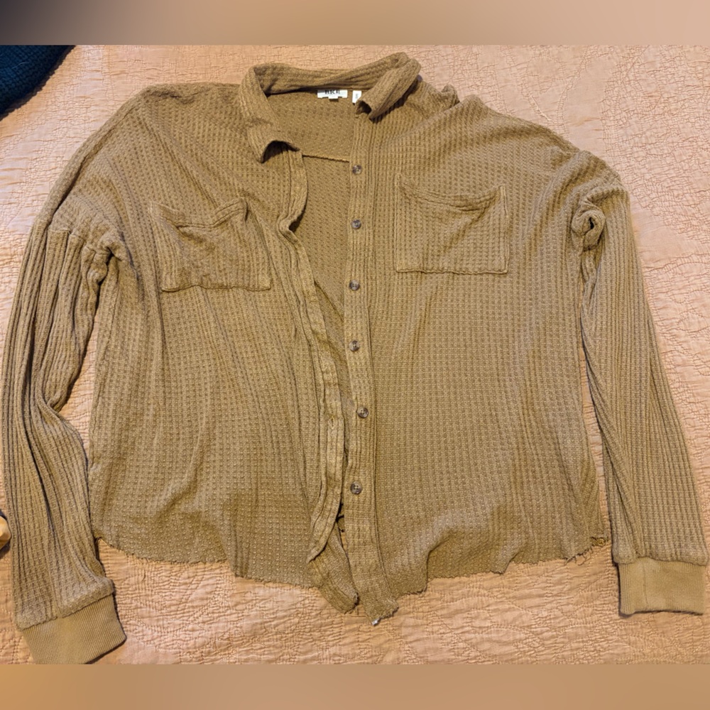 BKE Tan Waffle Knit Cardigan